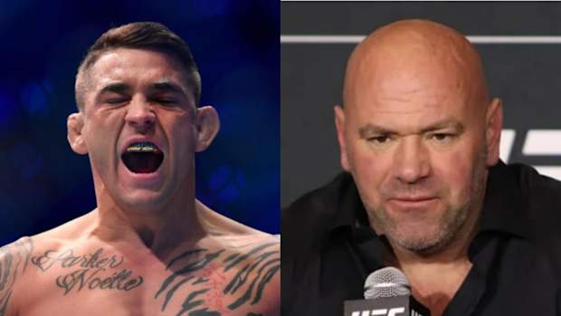 Former interim UFC lightweight champion Dustin Poirier and UFC CEO Dana White.